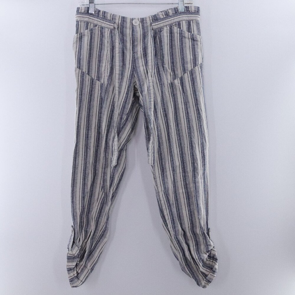 Cali 1850 | Pinstriped Linen Capri Medium‎